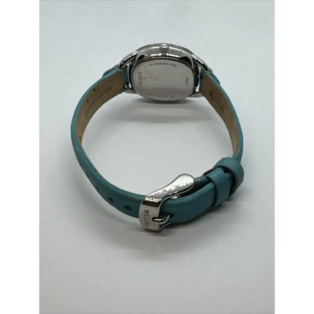 Fossil Sculptor ES3559 Women Blue Leather Analog Silver Dial Quartz Watch JNA347